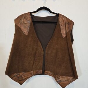 Snakeskin and Suede Homemade Festival Vest  XL - Has Large Middle/ open front